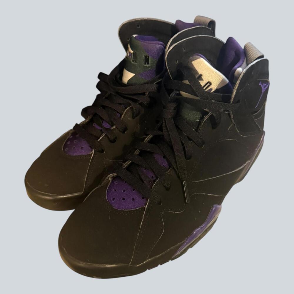Jordan 7 Retro Ray Allen Bucks Black and Purple Sneakers - Size 8.5